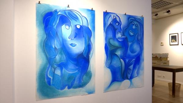 tableaux peints en bleu